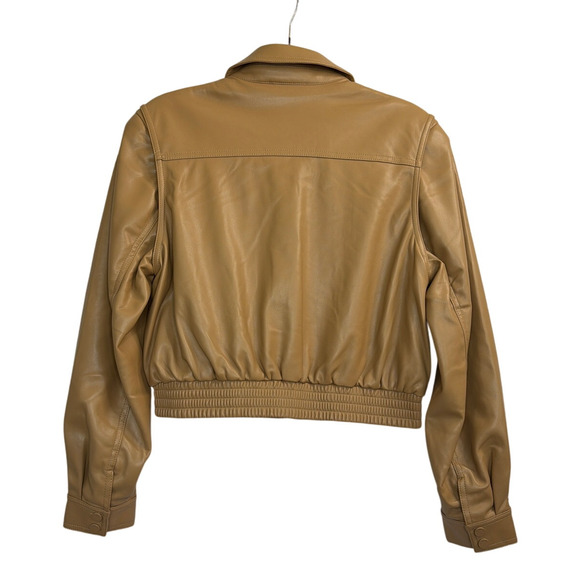 Jason Wu Flap Patch Pocket Faux Leather In Camel Jacket Women's Size Large - Picture 8 of 9